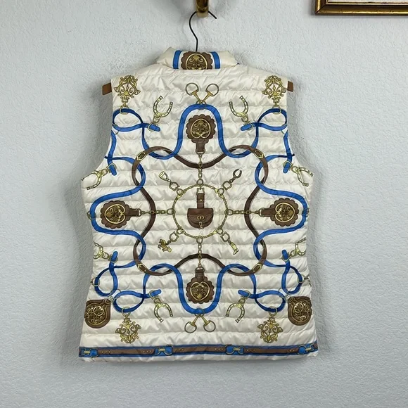 J.Mclaughlin Quilted Equestrian Reversible Horsebit Puffer Vest Pockets - Picture 7 of 10